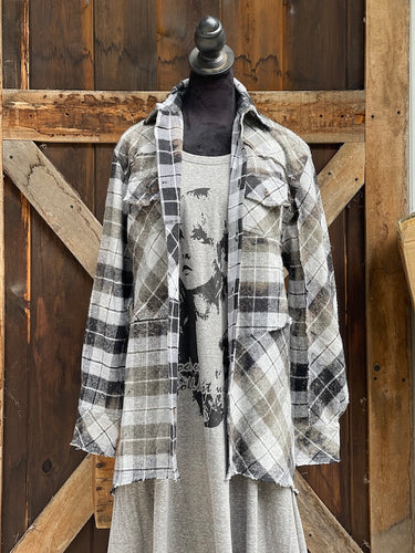 Angry Minnow Signature Flannel- NEUTRAL GREY